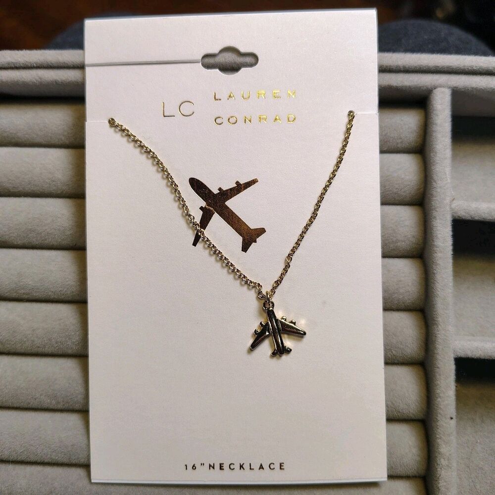 Lauren Conrad 16" Jet Pendant Necklace Gold Tone NWTS/J111